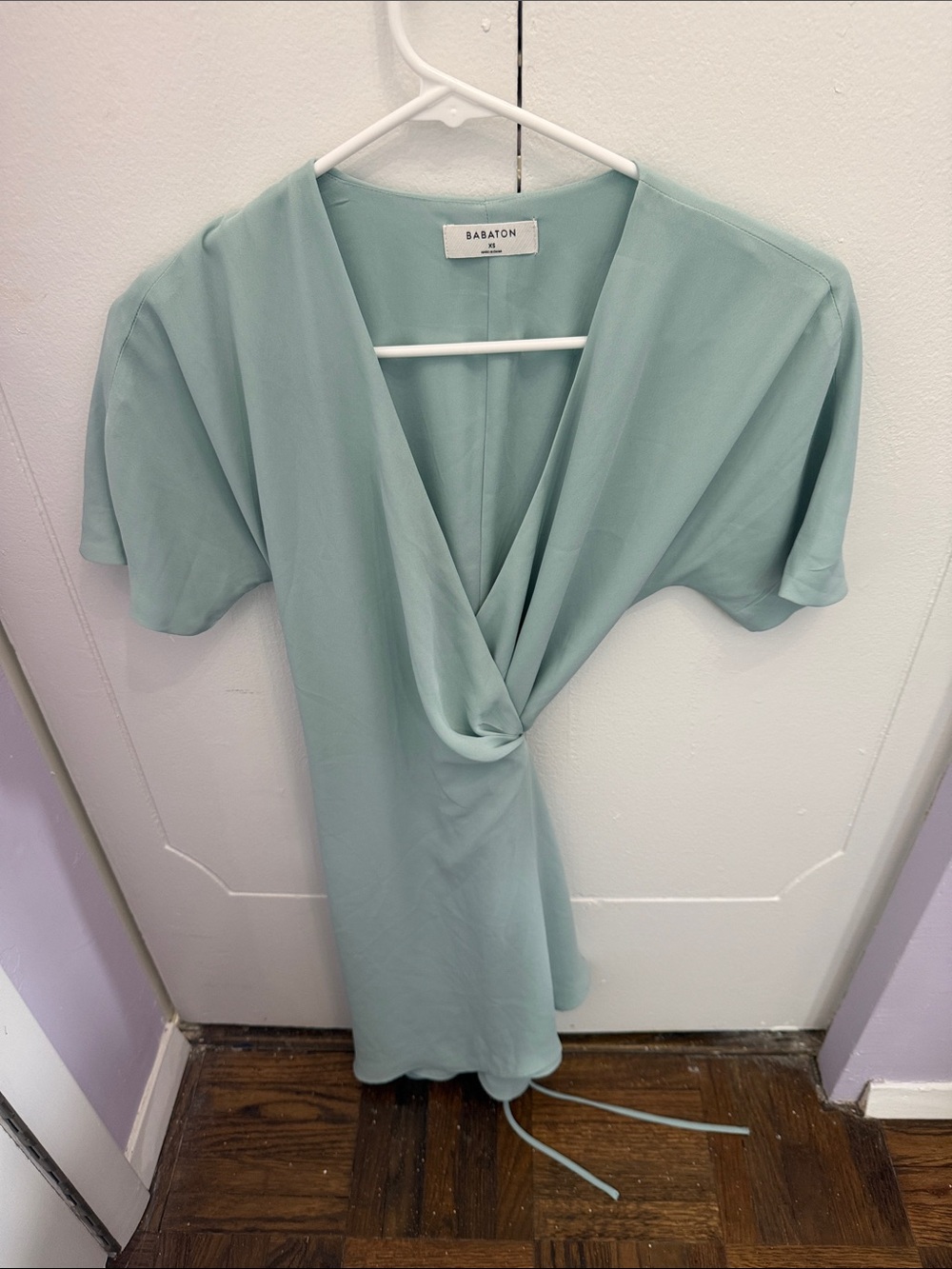 Aritzia Babaton Twist-Front Blouse in Sage Green